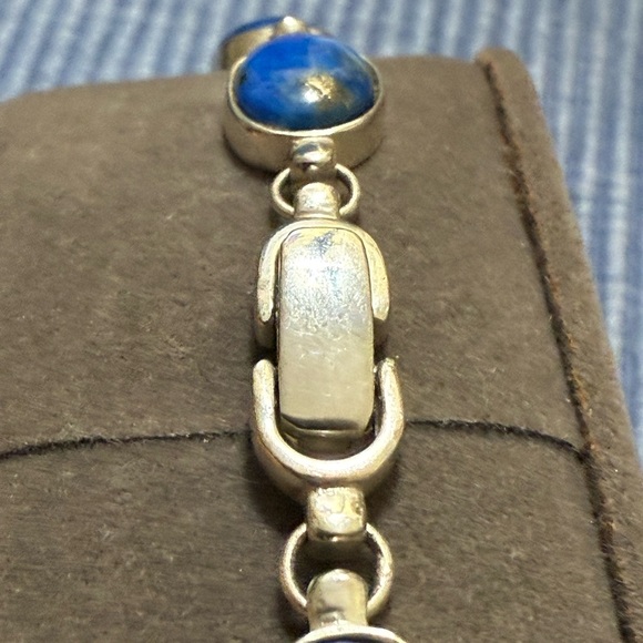 Womens Badavici .925 Silver Blue Lapis Stones MOP Watch Bracelet Need battery. main image 5